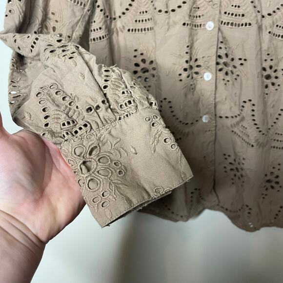 MOLO Runa Eyelet Button Down Blouse Moth Grey sz 170/176 women S - Picture 6 of 10